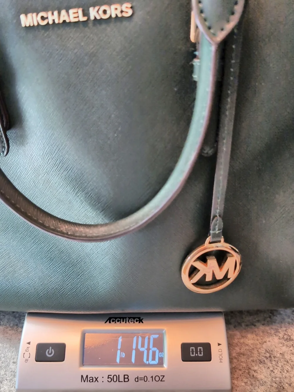 Michael Kors Dark Green Saffiano Leather Satchel
